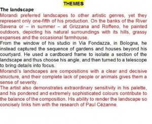 FIG 4. GiorgioMorandiMultimedia, text from the MM “Thematic” item “The Landscape”